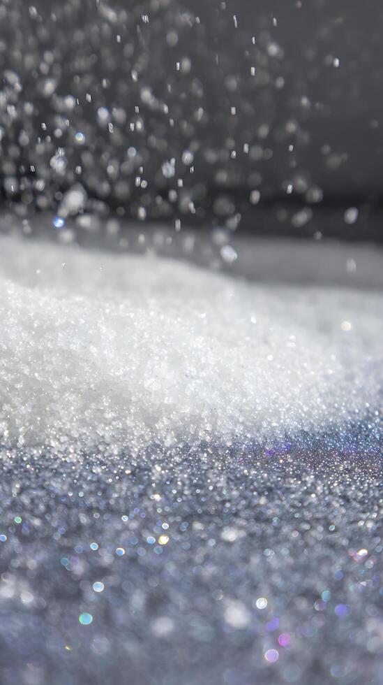 Sparkling Glitter Falling Like Snow Creating a Magical Bokeh Effect. photo