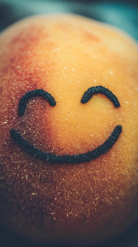 Happy Fruit Close Up With A Smile For Good Mood. photo