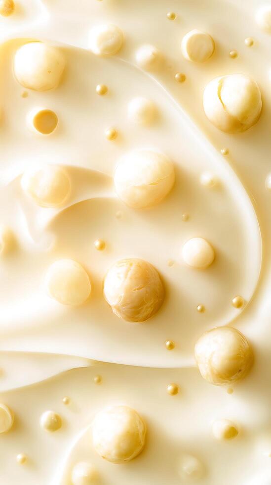 Creamy Texture with Golden Droplets and Swirls of Light. photo