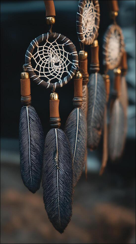 Dreamcatcher with Feathers, Handcrafted Native American Style Symbol of Protection photo