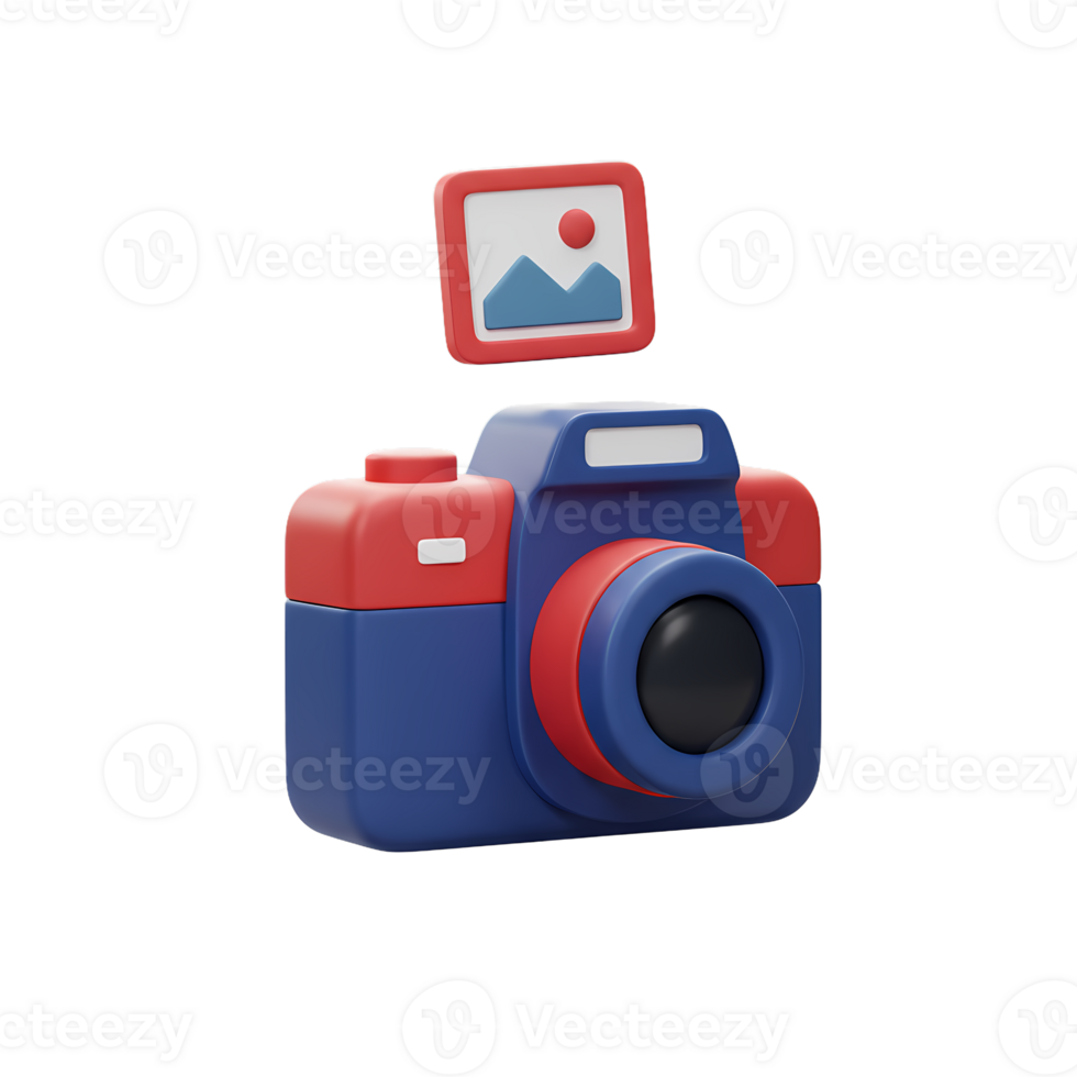 3D Illustration of Colorful Digital Camera with Photo Icon png