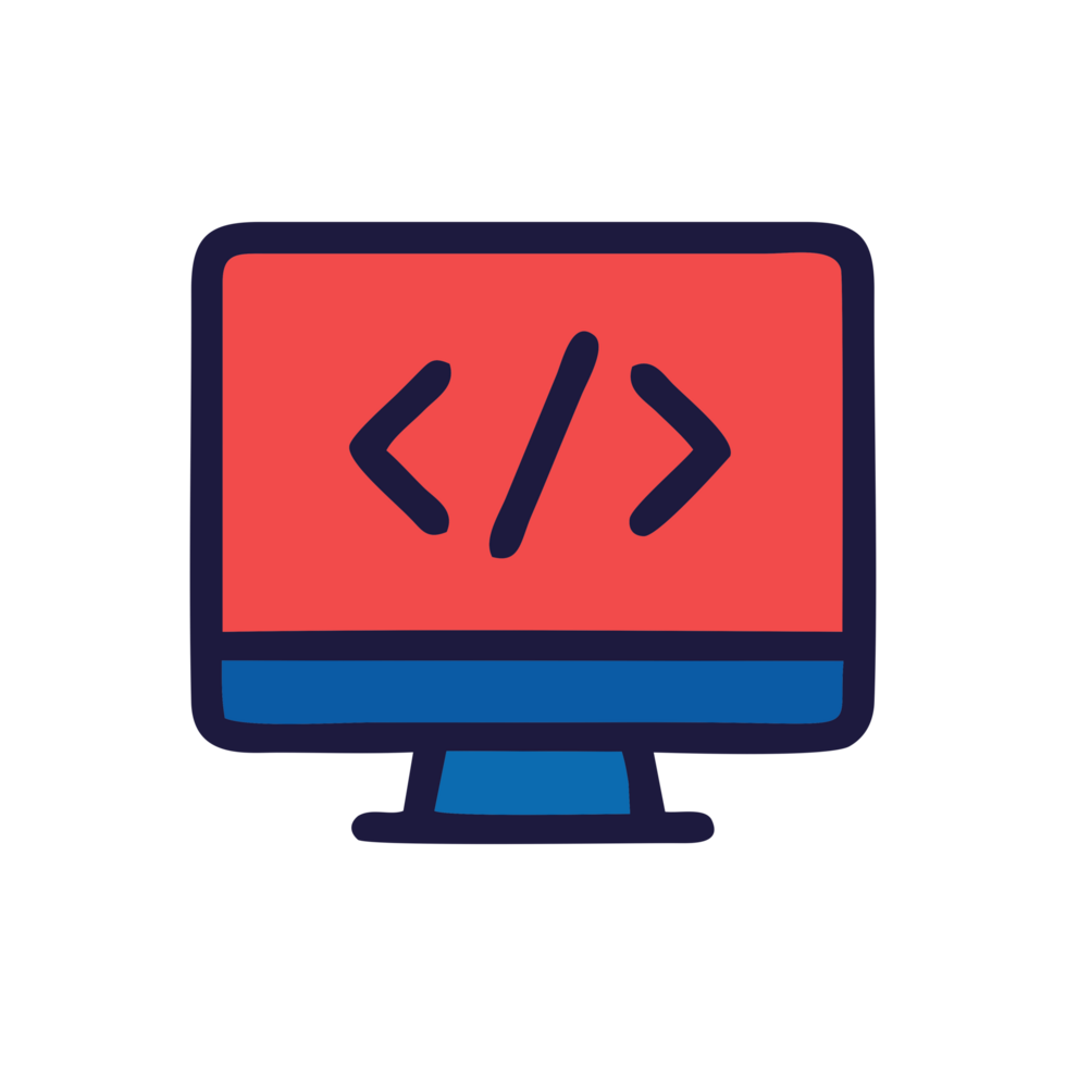 mano dibujado computadora pantalla codificación ilustración web desarrollo diseño elemento png