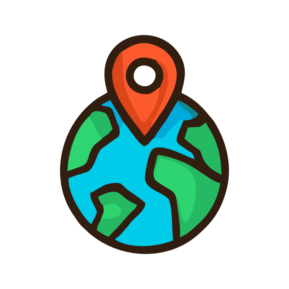 Global Positioning System Icon Cartoon Style Location Earth Map Pin png