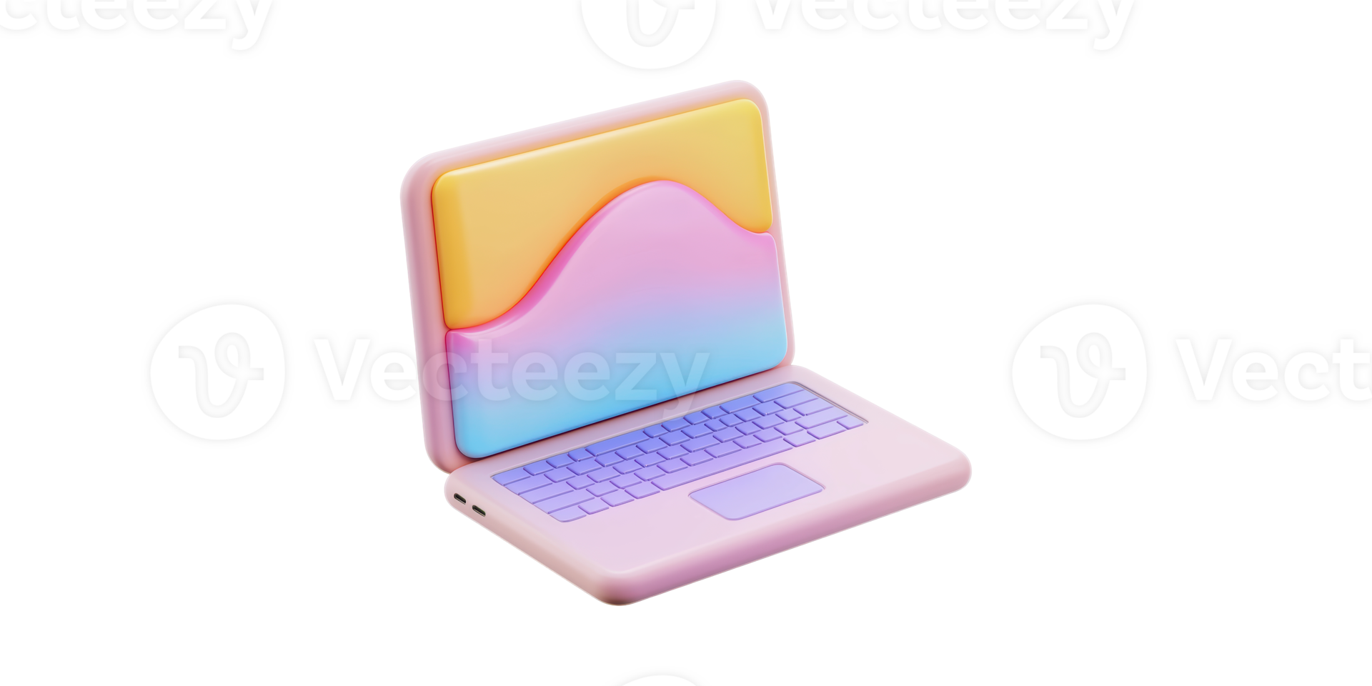 Colorful 3D Of Laptop With Abstract Screen Design. Creative Technology Concept Isolated On Transparent Background png