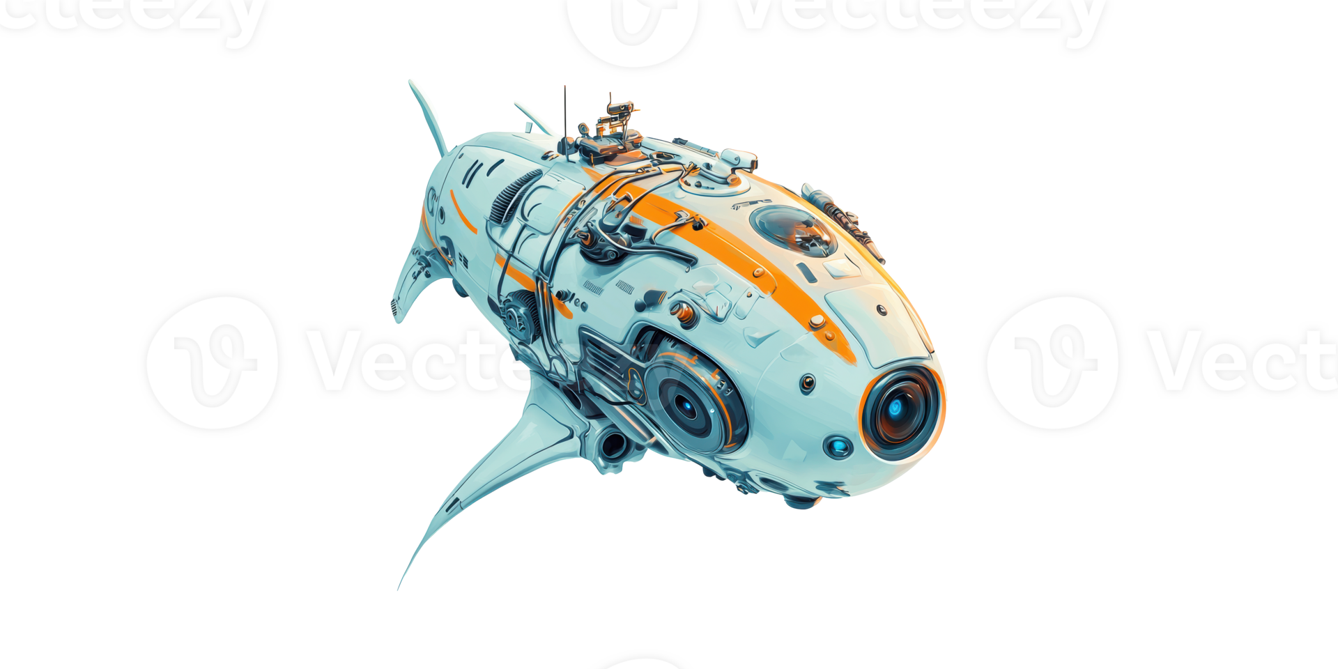 Futuristic Robotic Fish Submarine. Advanced Underwater Exploration Technology Isolated On Transparent Background png