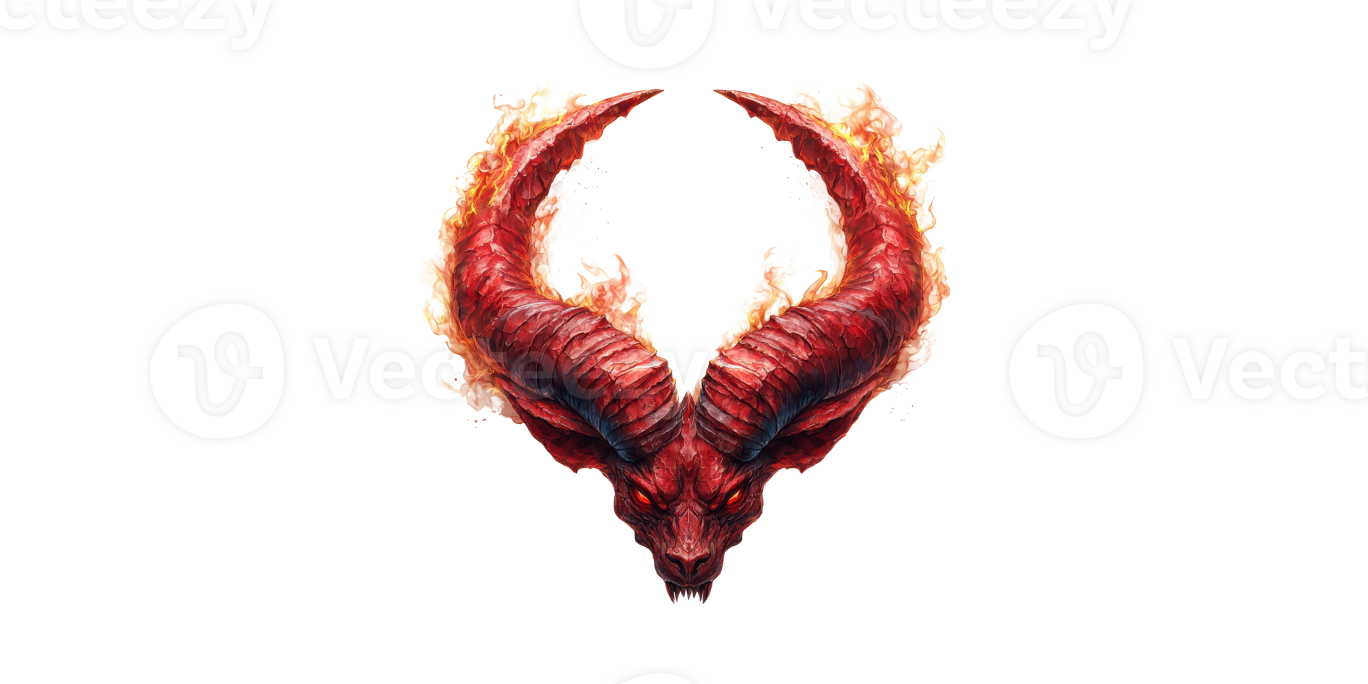 Demonic Red Horned Creature With Fiery Aura. Symbol Of Power And Mythical Fantasy Isolated On Transparent Background png