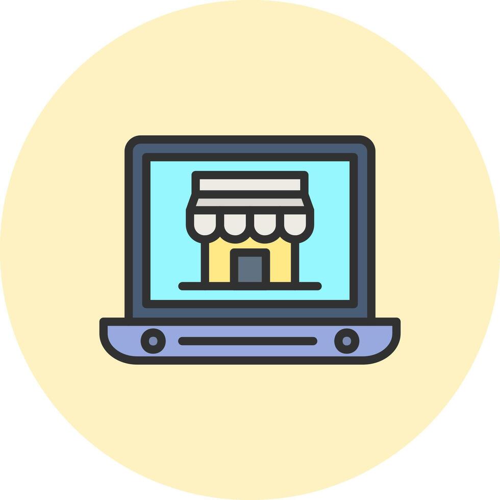 OnLine Two Colour Store Pastel Sketch UI Mark vector