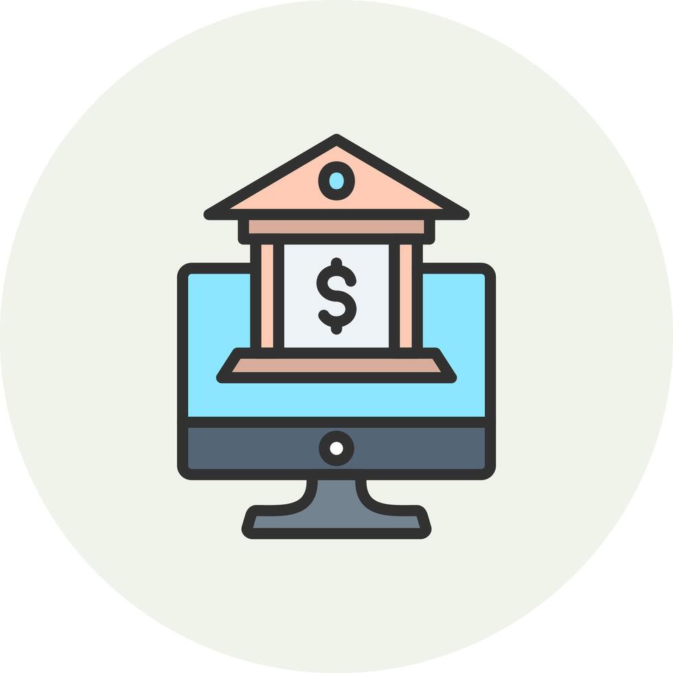 Mobile Banking Interface Graphic Line Element vector