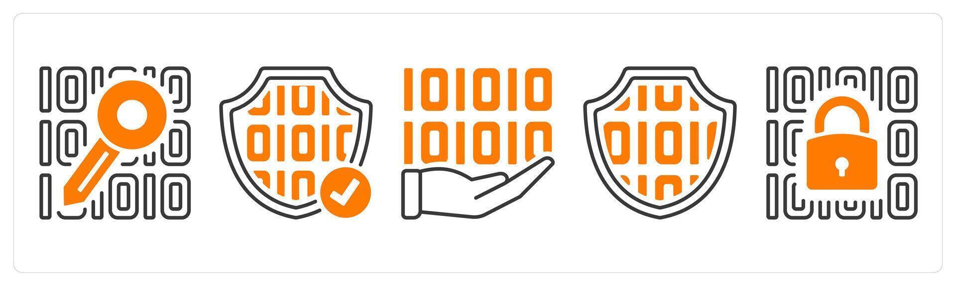 un conjunto de 5 5 mezcla íconos como datos, datos privacidad, programación en naranja color vector
