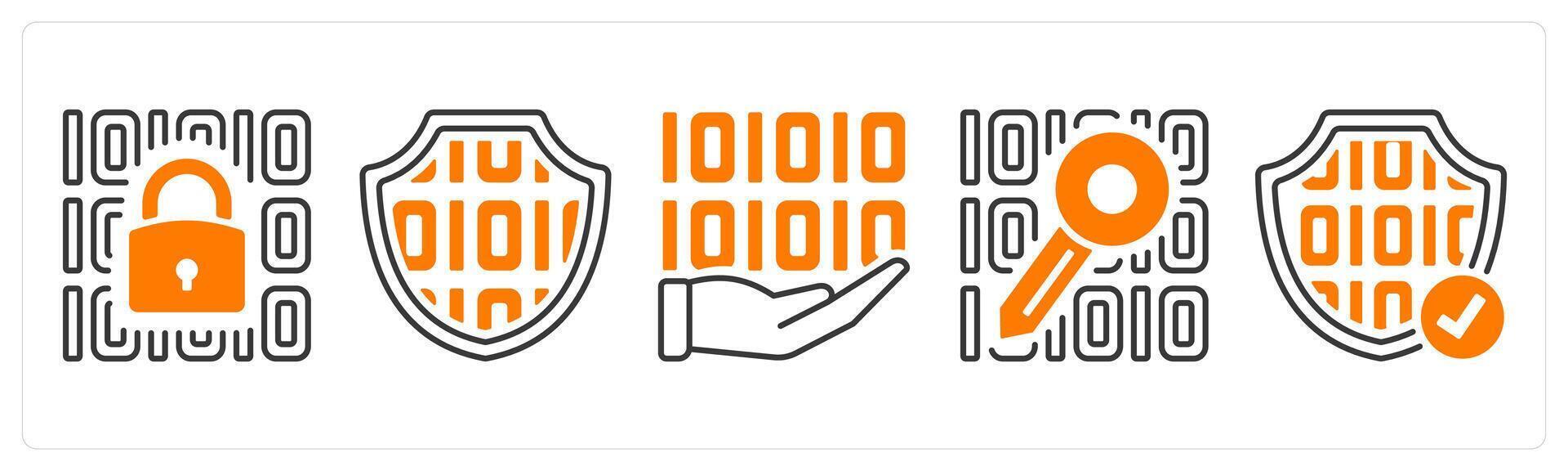 A set of 5 mix icons as data security, security, programming in orange color vector