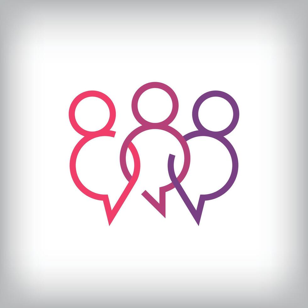 Modern speech bubble team logo design. Creative audience conversation and dialogue design, corporate identity. vector