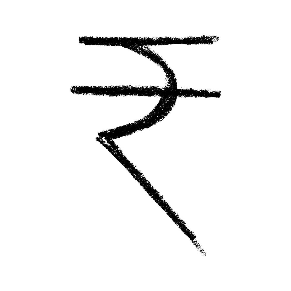 Ink three Hand drawn rupee currency symbol. Brush stroke doodle. Single element for design vector