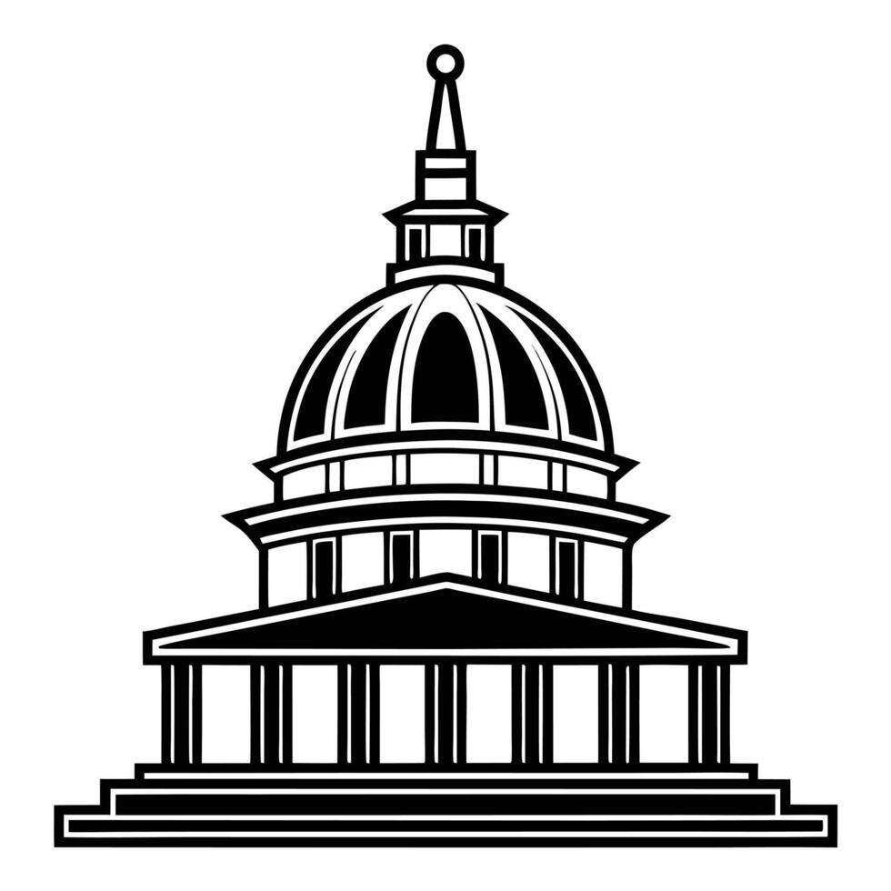 Hindu Temple Silhouette in Simple Style vector