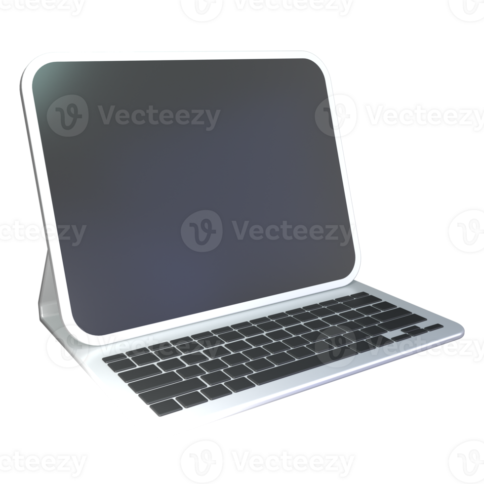 Tablet With Keyboard Case 3D Illustration png
