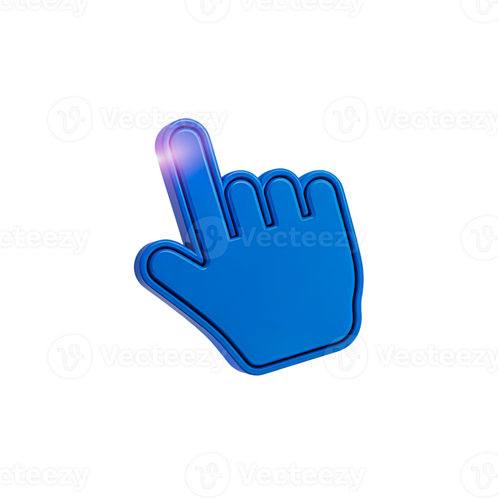 Blue cursor hand pointing forward pointer click png