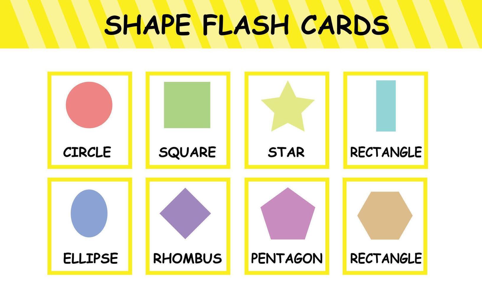 Big Set of Various Geometric Shapes Different shapes for Flash Cards Flat icon Style vector