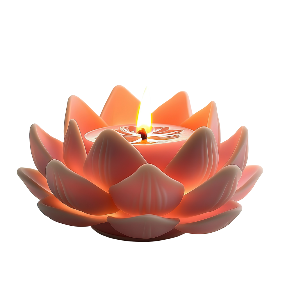 Decorative Lotus Candle with Flame for Meditation transparent image png