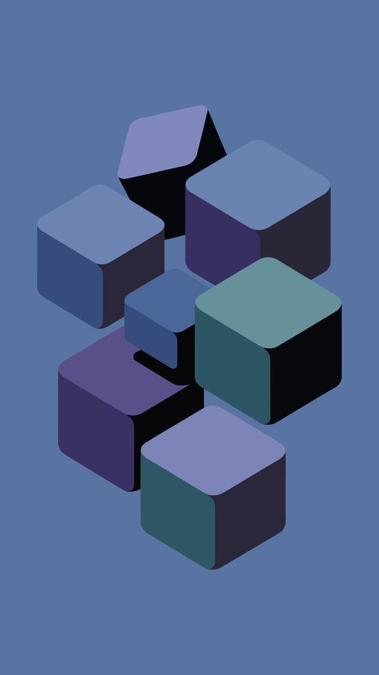 A stack of 3d cubes creates an abstract design vector