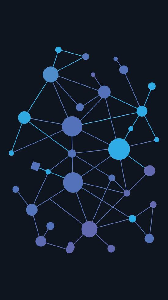 A network of connected nodes creates an abstract design vector