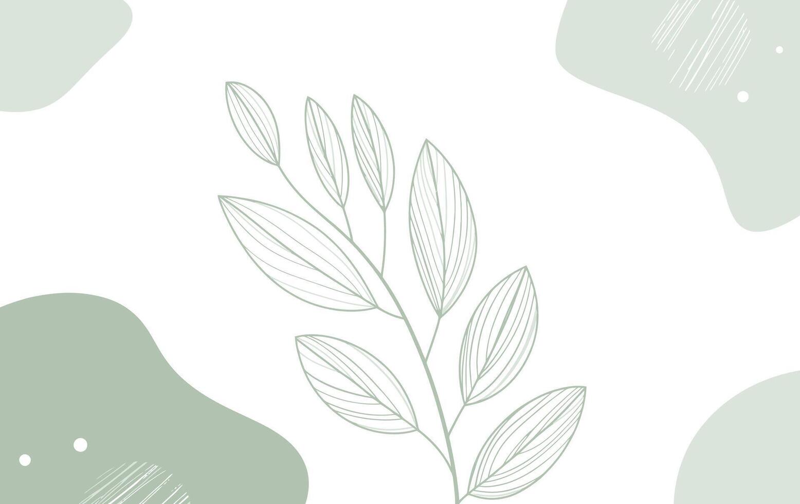 Minimalist botanical background with leaves and abstract shapes vector