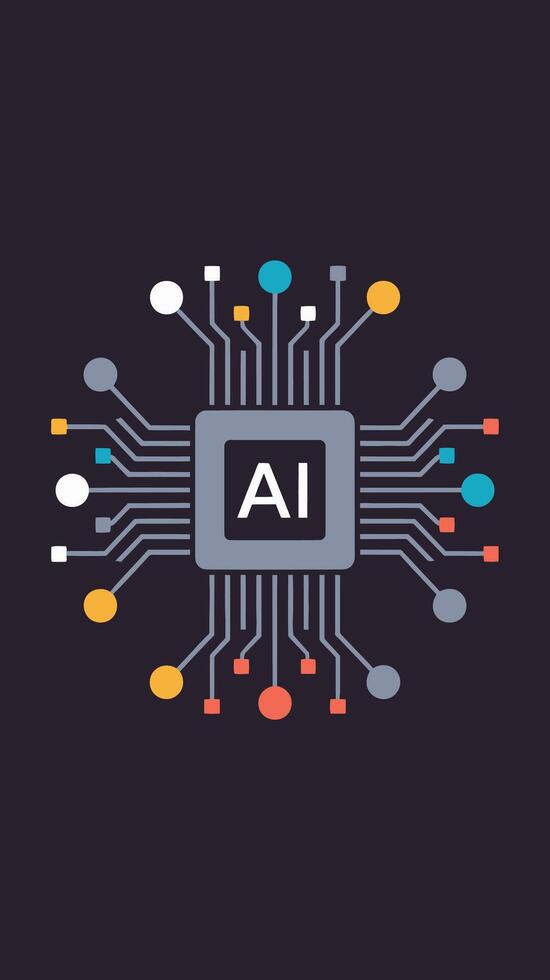 Artificial intelligence chip represents modern technology vector