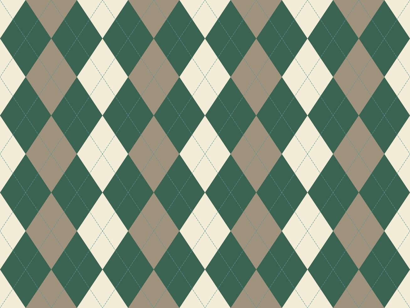 Elegant argyle pattern in muted greens and beige. Perfect for backgrounds, textiles, or web design. Classic, timeless aesthetic conveys sophistication and subtle style. vector
