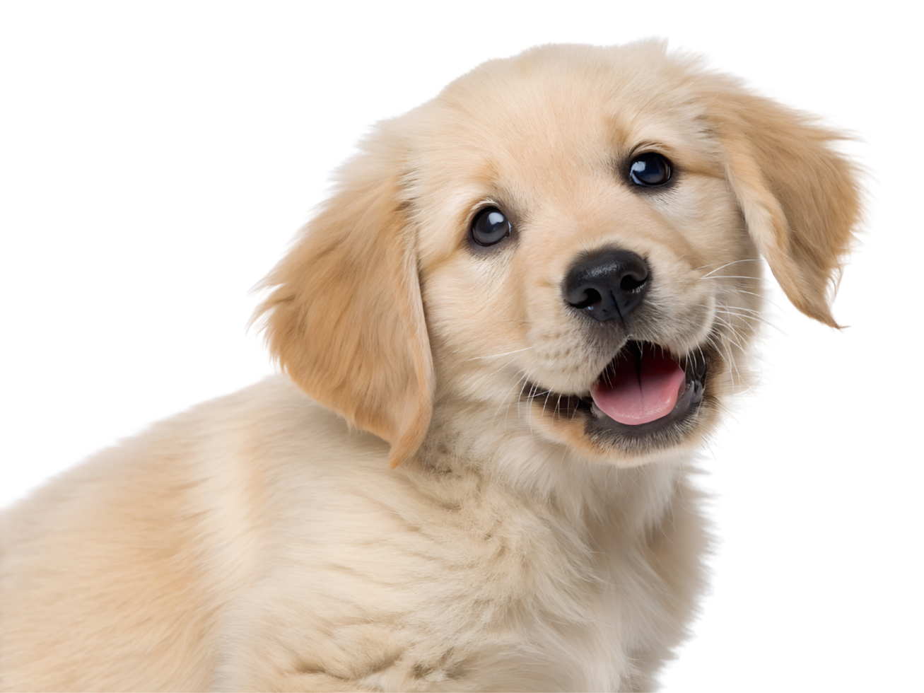 Adorable Golden Retriever Puppy with Happy Expression on Transparent Background png