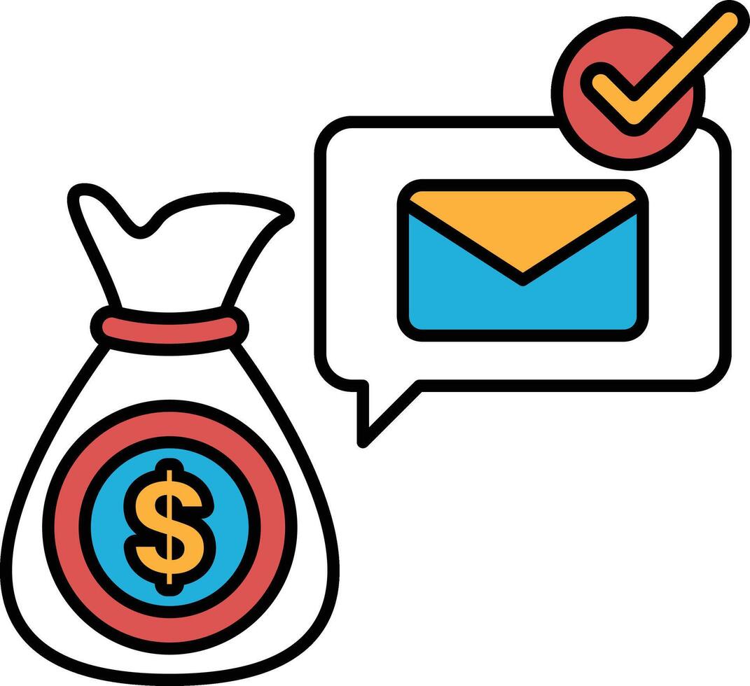 A bag of money with a dollar sign on it and a check mark vector
