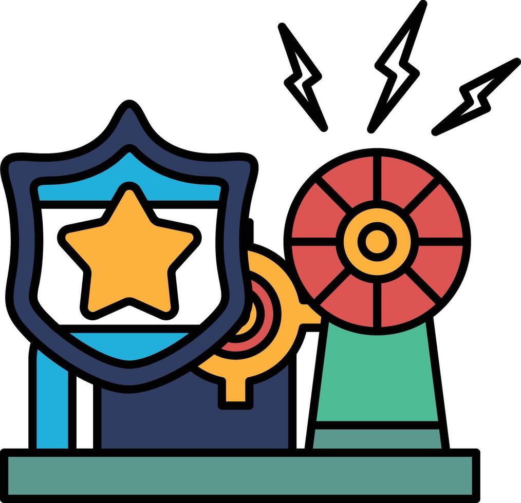 A police badge with a star on it is surrounded by a red circle with a yellow sta vector