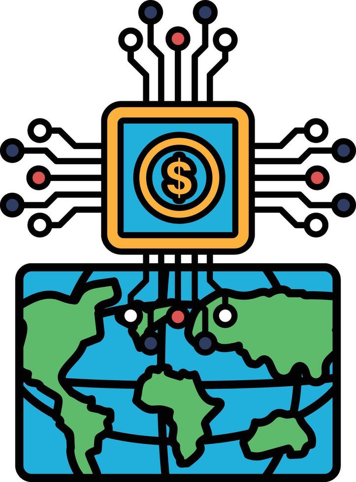 A graphic of a computer chip with a dollar sign on it vector