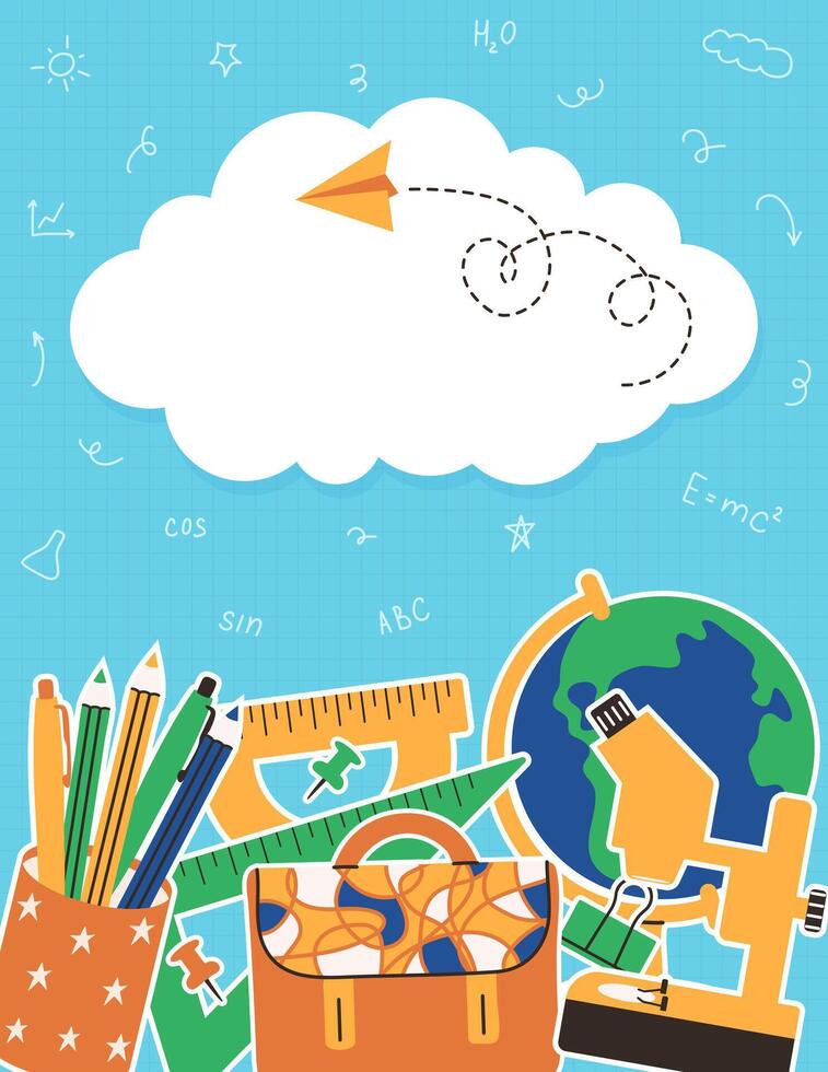 Colorful educational tools and supplies vector