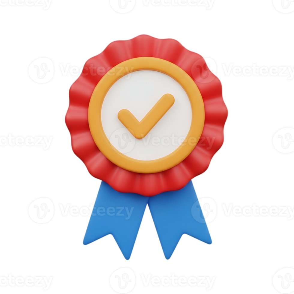 Red Ribbon With Check Mark and Blue Ribbons isolated on a transparent background png
