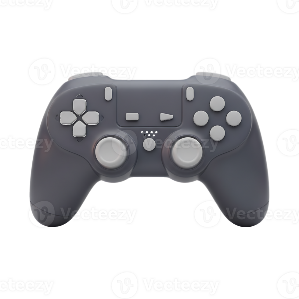Gray Game Controller with White Buttons isolated on a transparent background png