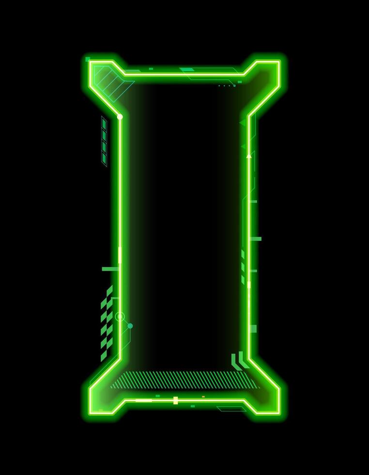 Neon frame for game asset, HUD interface overlay vector