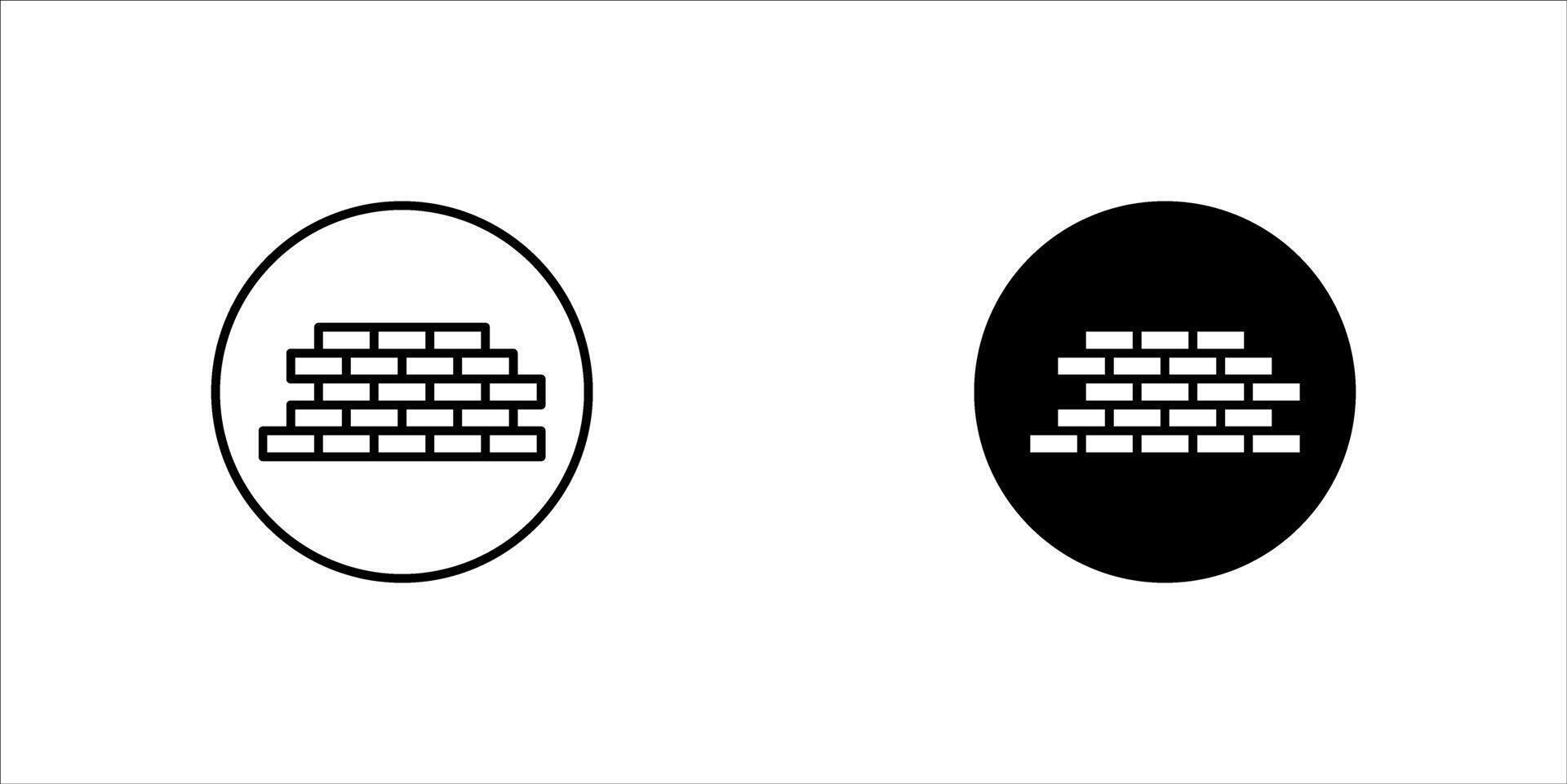 Black round brick wall with falling bricks icon set, simple unsafe sign flat design infographic pictogram , app logo web button ui ux interface elements isolated on white background vector