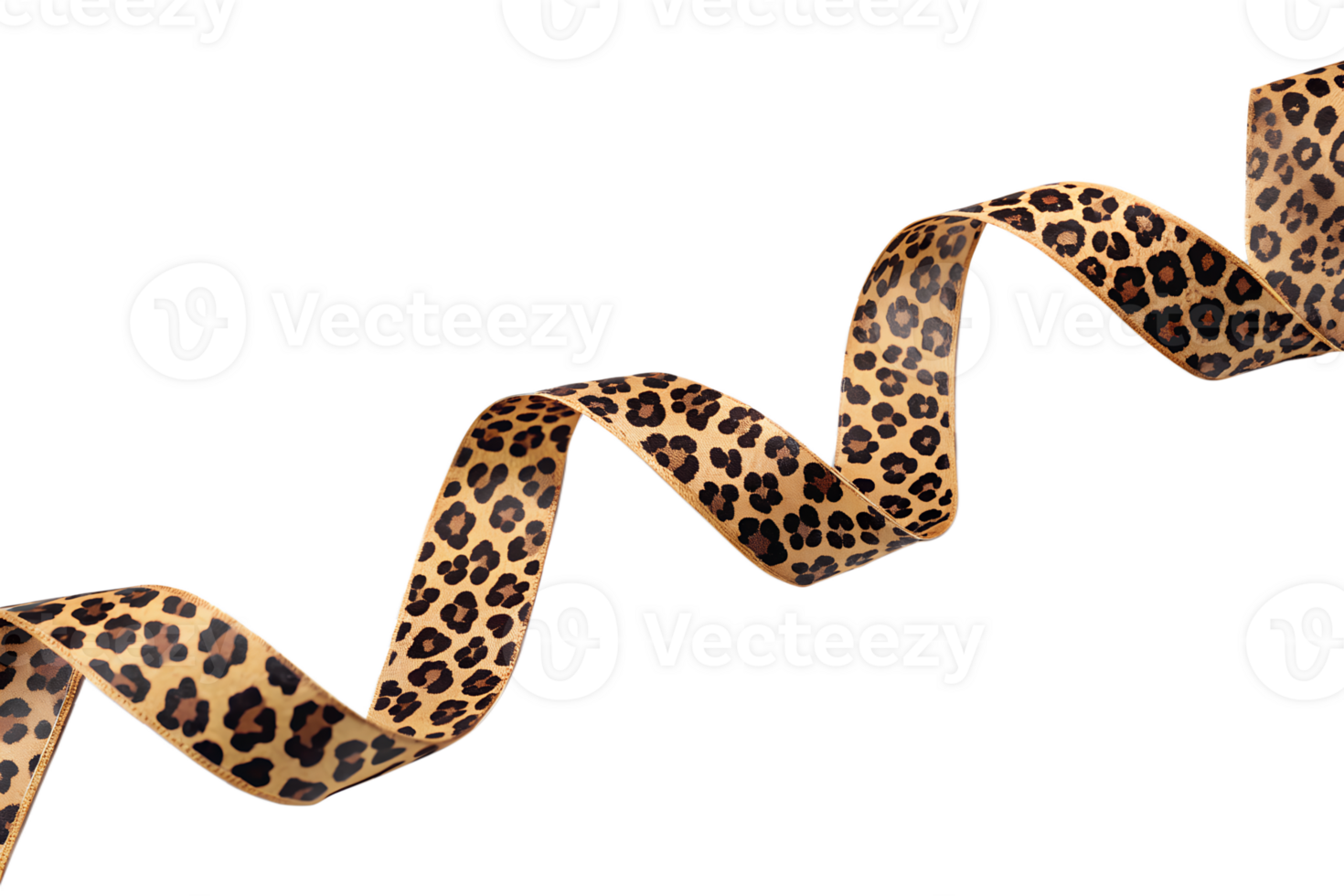 Leopard print ribbon in elegant curl, fierce yet feminine trim for invitations or packaging png