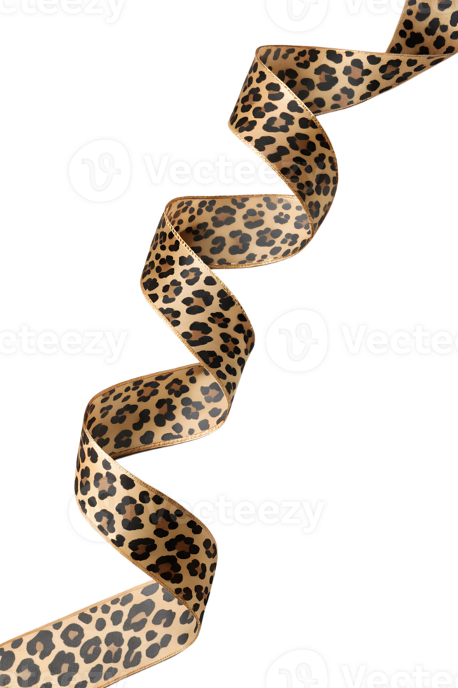 Leopard pattern ribbon, savage-chic decorative band with alpha channel for overlays png