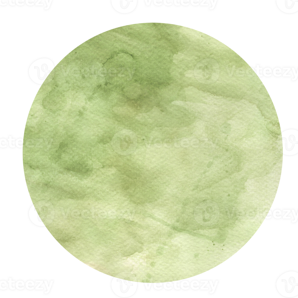 Delicate green watercolor circle with subtle brush texture. Perfect for eco-themed designs, branding, or natural highlights.. png