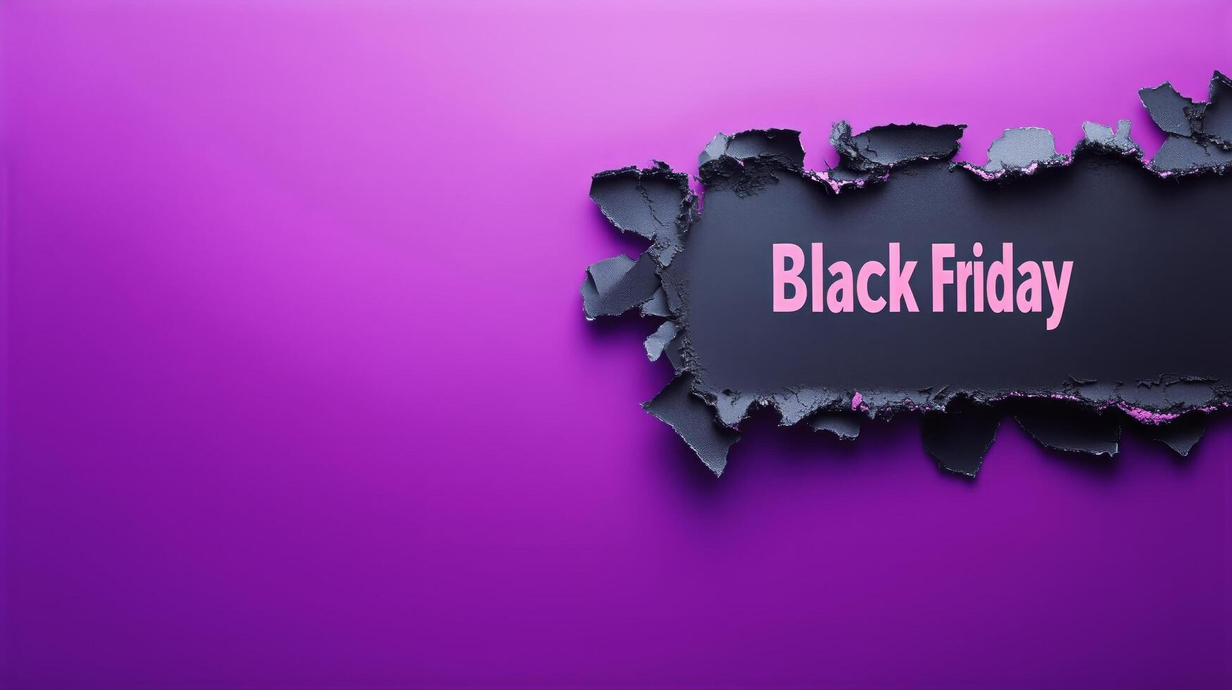 Exciting Black Friday Sale Banner With Vibrant Purple Background and Torn Edges for Promotional Event photo