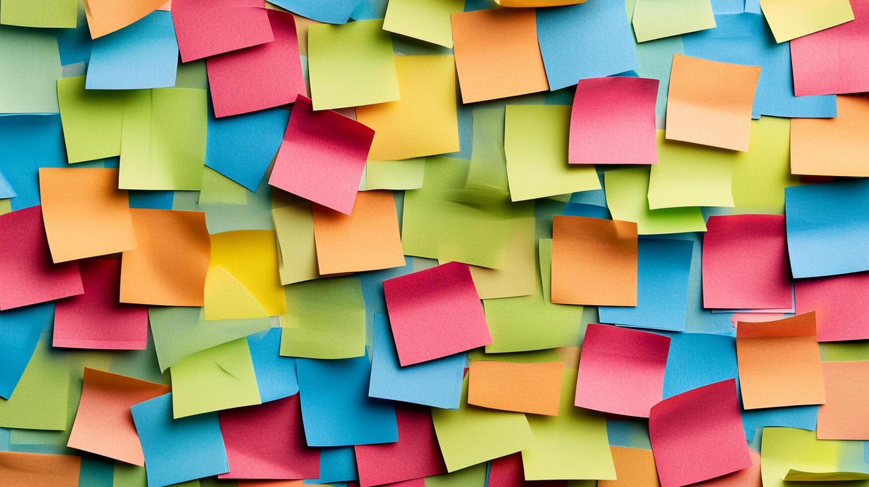 Colorful sticky notes arranged in vibrant pattern, ideal for brainstorming photo