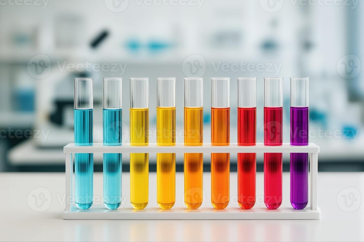 Colorful Test Tubes In Laboratory With Vibrant Chemicals On Light Background Reflecting Science And Experiment Concepts In A Research Environment photo