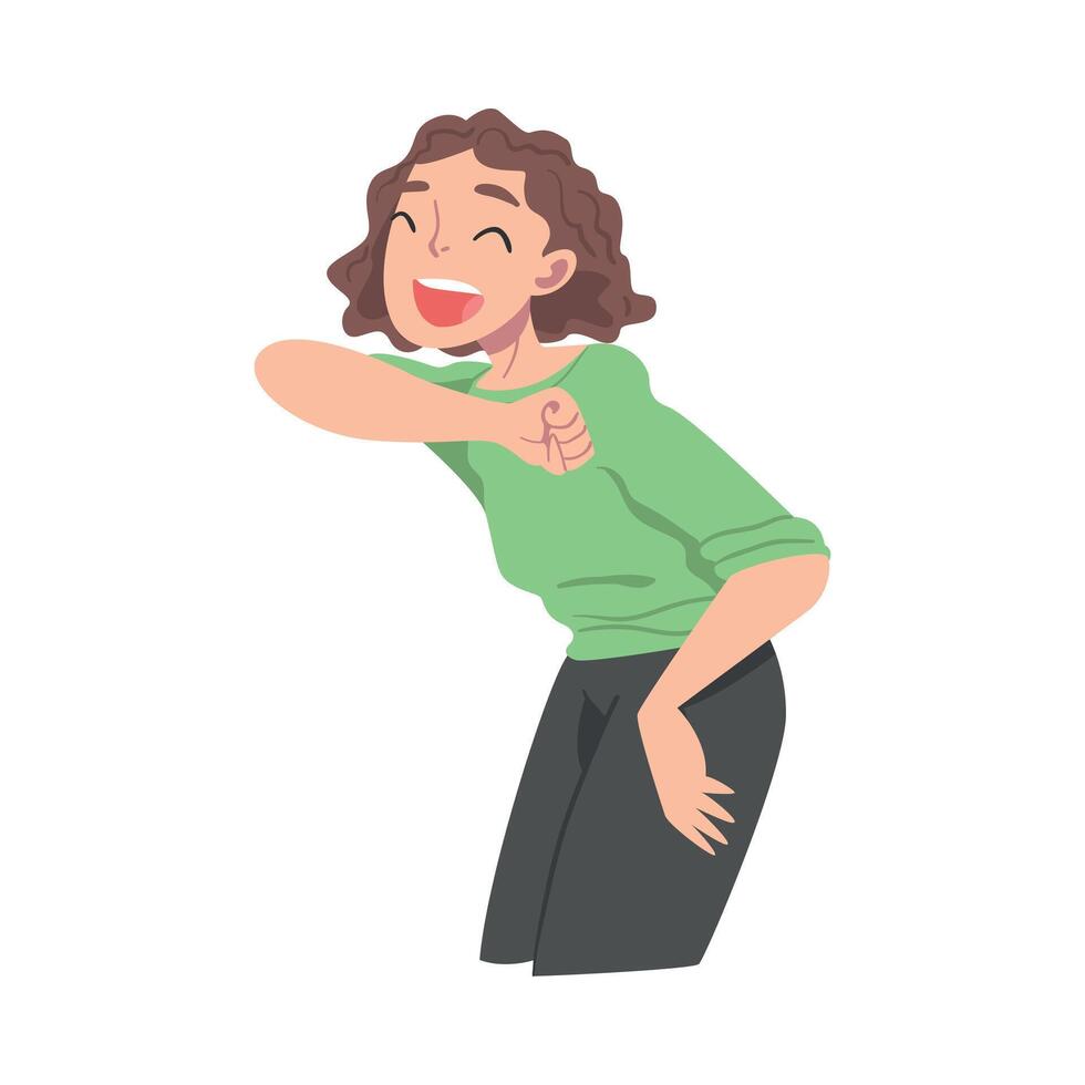 Happy Female Character with Open Mouth Smiling with Joy and Excitement Illustration vector