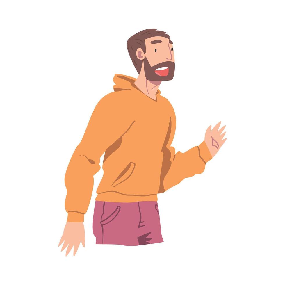 Happy Bearded Male Character Smiling with Joy and Excitement Illustration vector