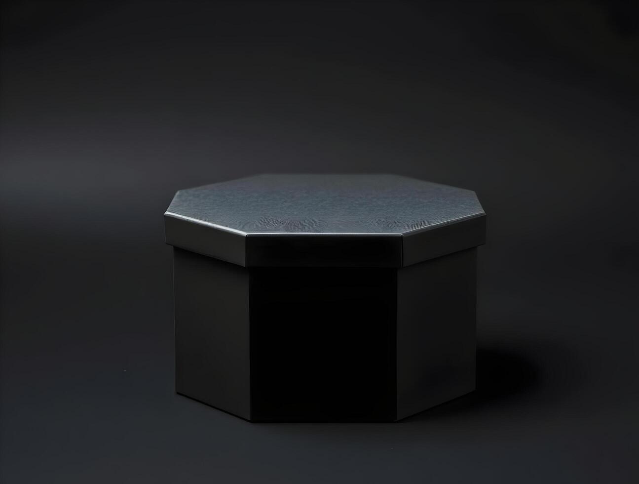 A black box with a hexagonal shape on a dark background photo