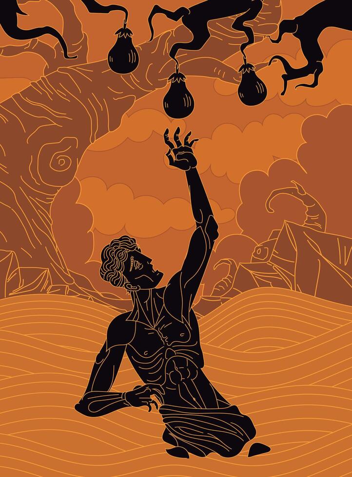 Mythical figure reaching for objects vector