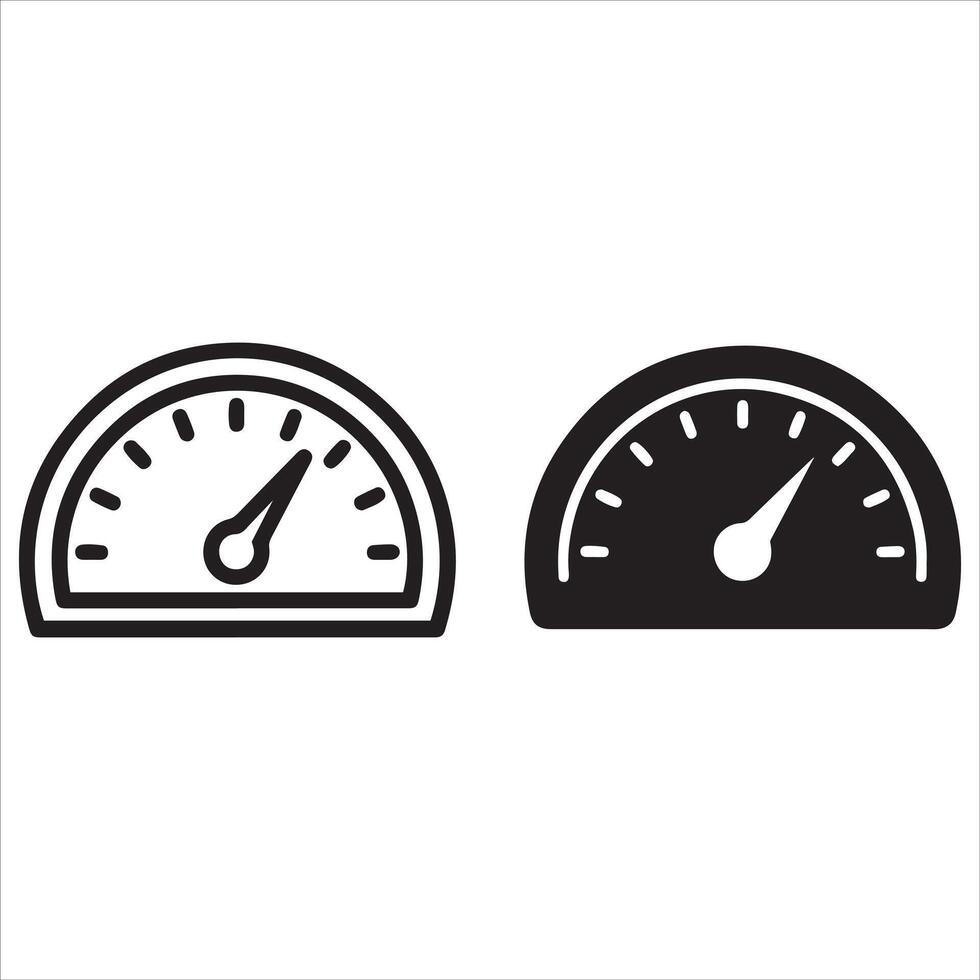 Two gauge symbols one black one white showing speed measurement vector