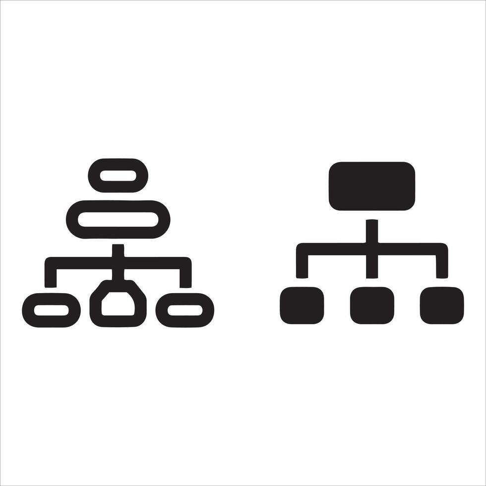 Two styles of organizational chart icons representing hierarchy vector