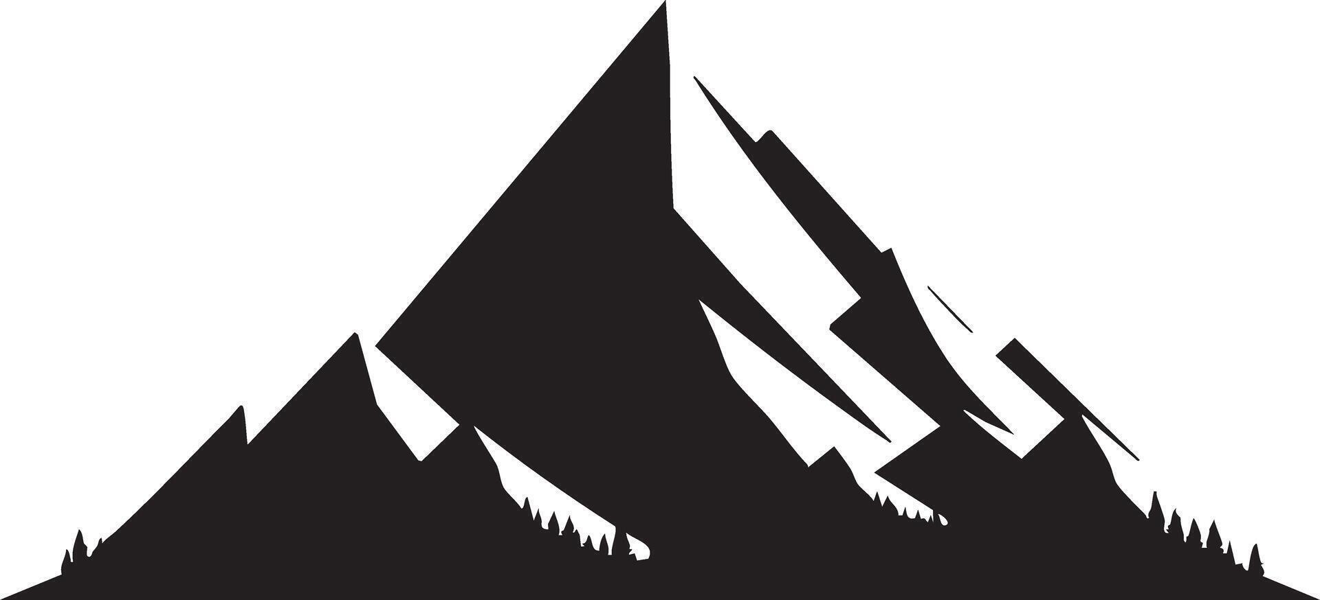 Majestic Mountain Peak Silhouette with Evergreen Trees and Reflective Base vector