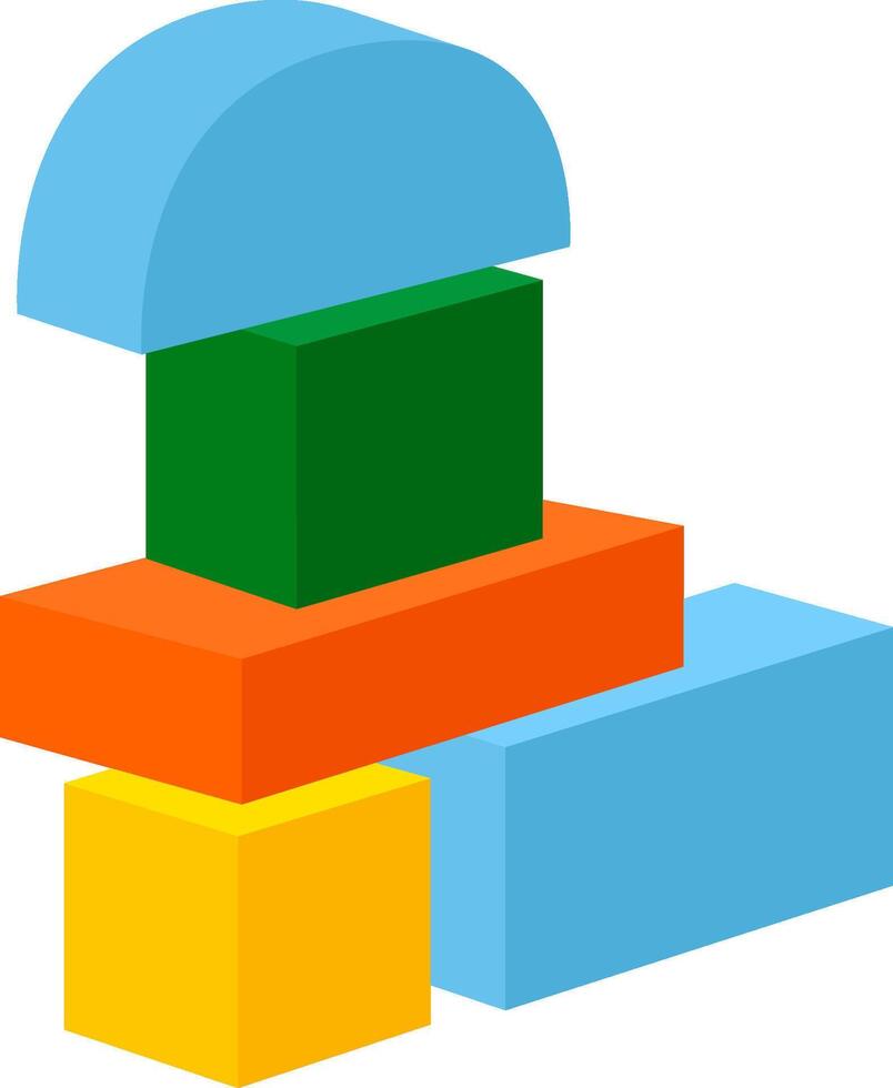 Toy Block Castle Flat Illustration Hand Drawn Icon vector