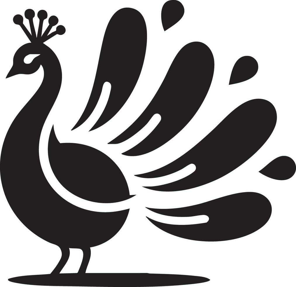 Elegant Black Peacock Silhouette Symbol Design For Your Creative Projects vector